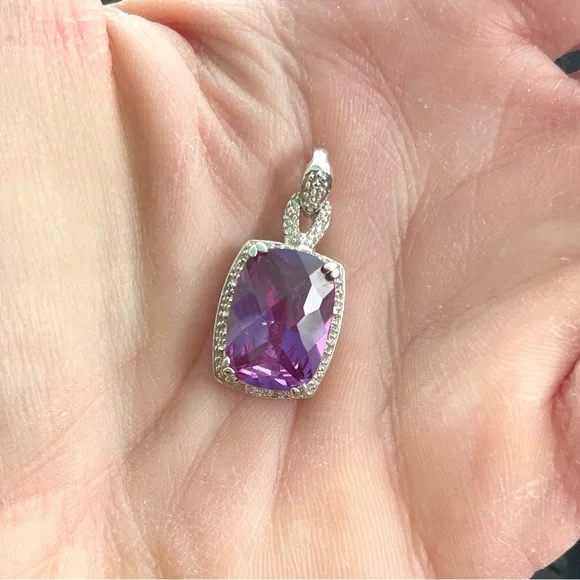 Amethyst & Diamond Halo Pendant